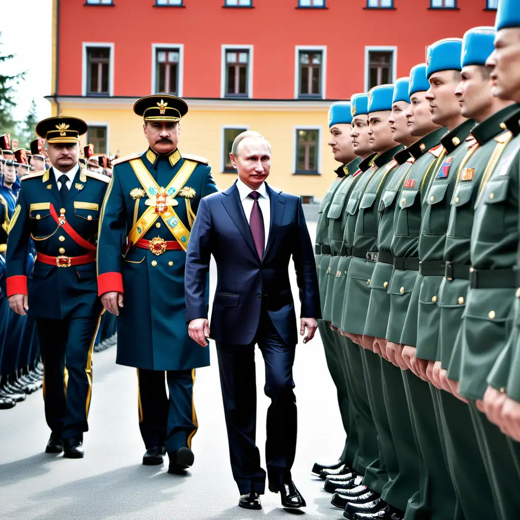 President of Russia Putin in Sweden. And around him is the Russian army. In Sweden.