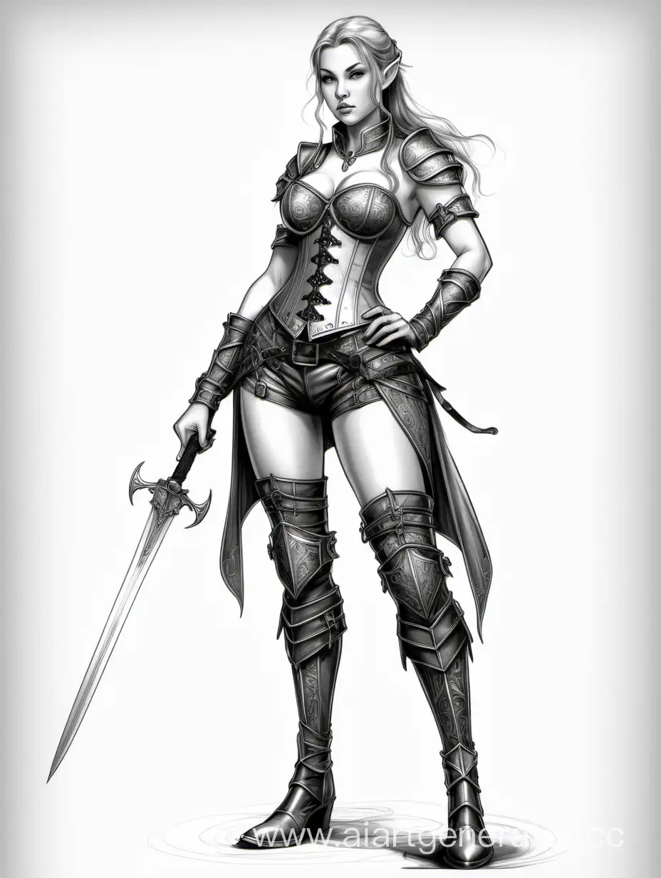Elven-Commander-Girl-with-Sword-Fantasy-Character-Sketch