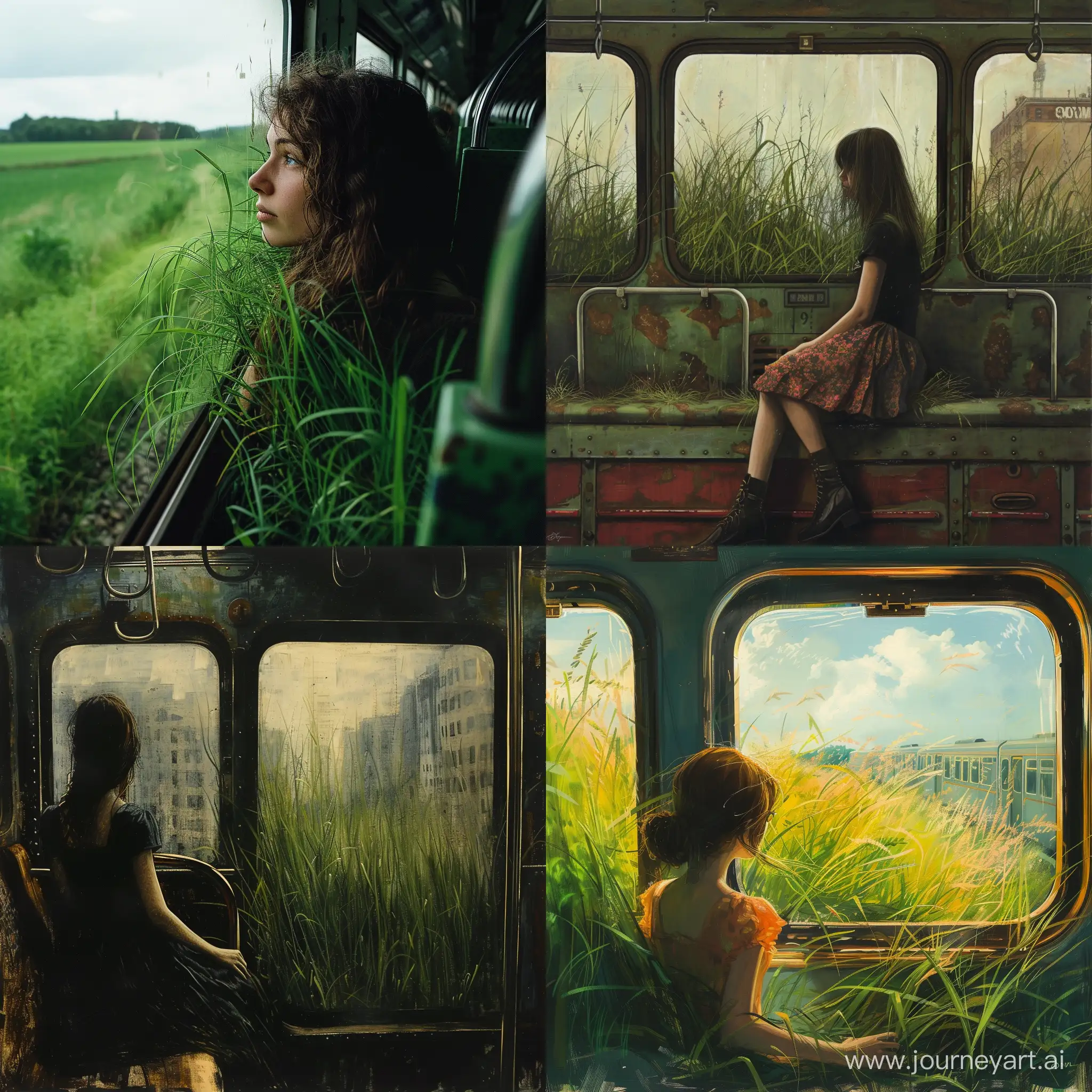 Girl-Traveling-on-Train-Through-Verdant-Landscape