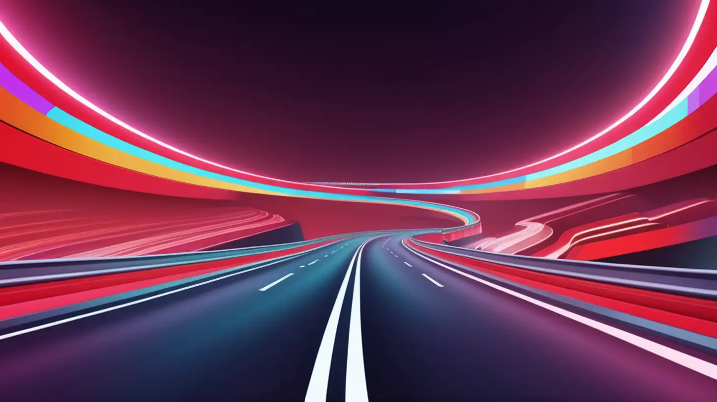 Dynamic Red Expressway Captivating Curves and Colorful Bars