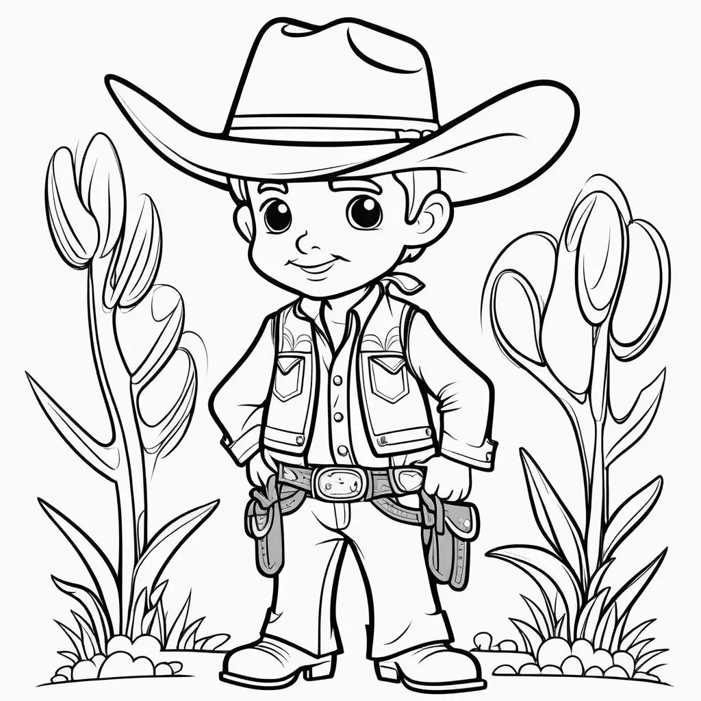 Adorable Cowboy Coloring Page for Kids