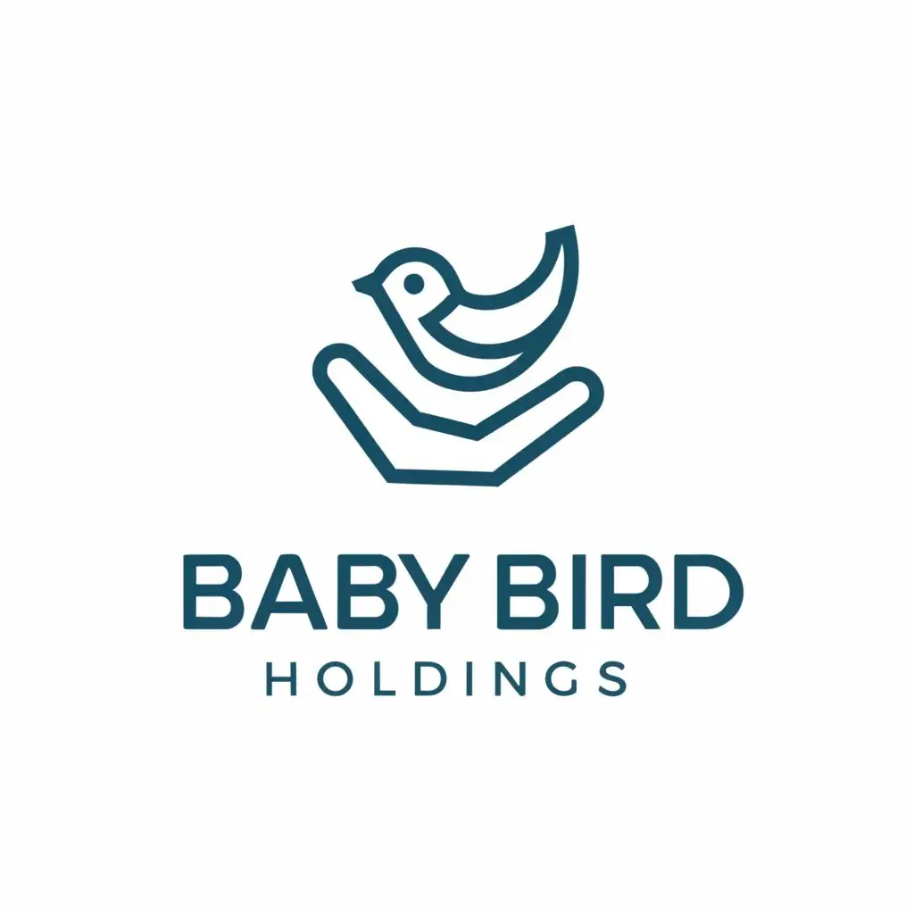 a logo design,with the text "baby bird holdings", main symbol:bird being held,Moderate,be used in Real Estate industry,clear background