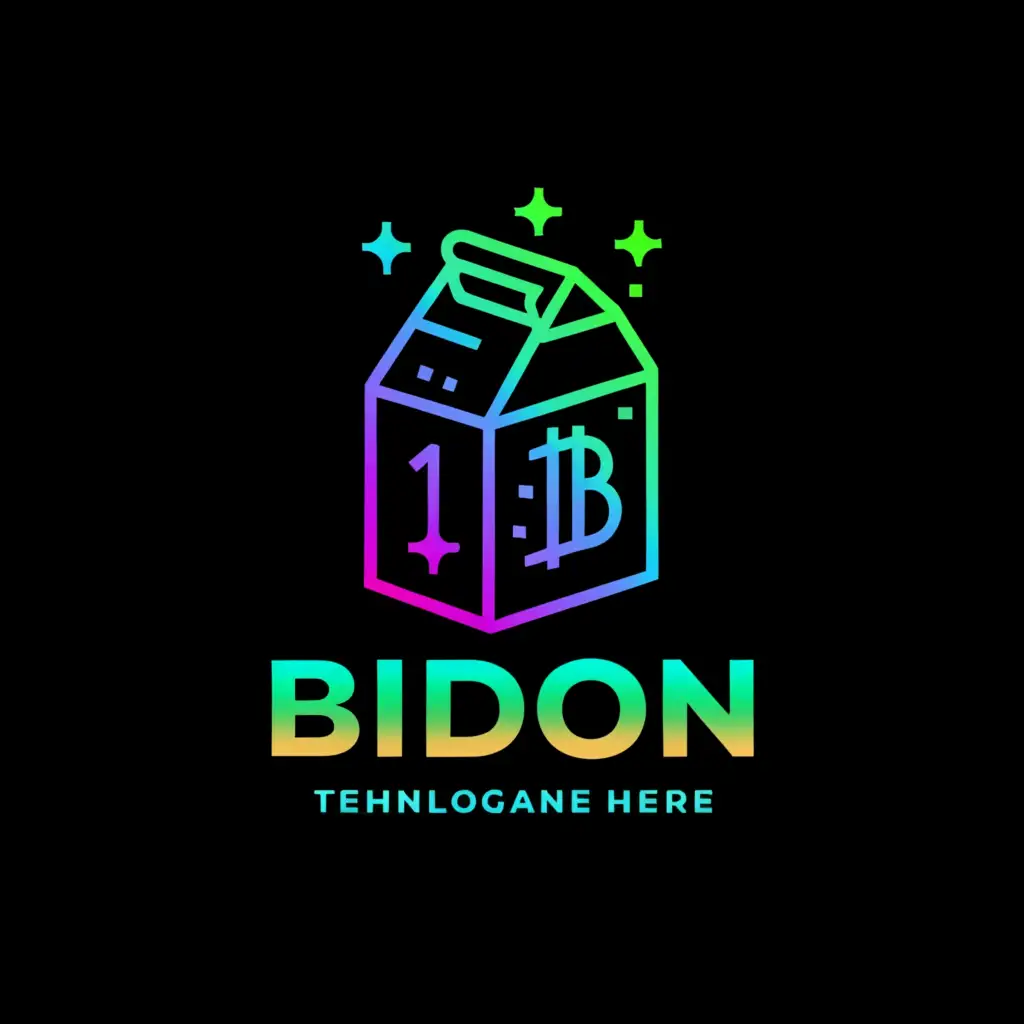 a logo design,with the text "BidOn", main symbol:Crypto milk can with goods,Moderate,be used in Entertainment industry,clear background