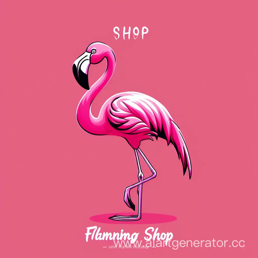 Розовый фламинго с надписью Flamingo Shop