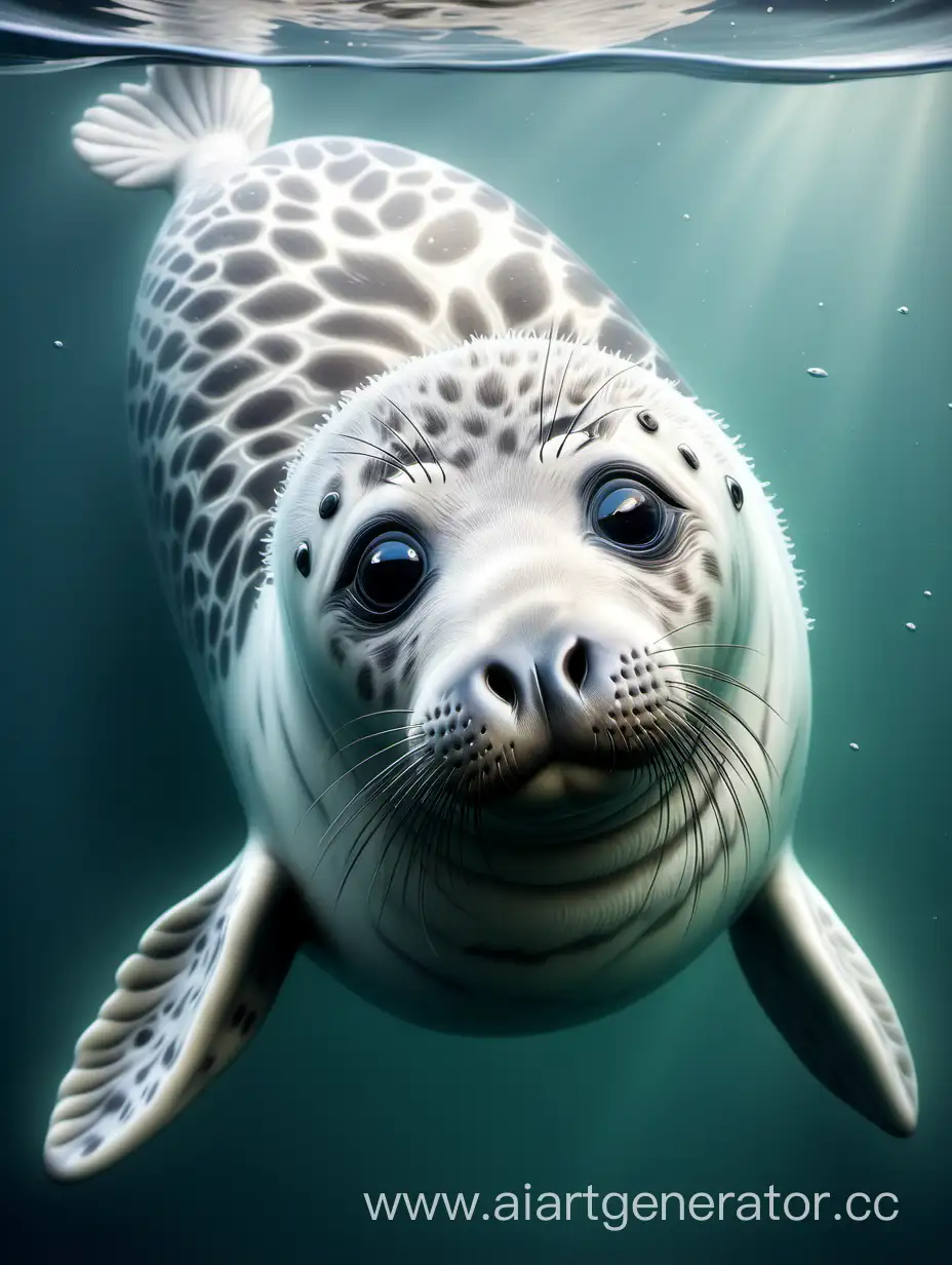Adorable-HyperRealistic-LightGray-Seal-Floating-in-Water