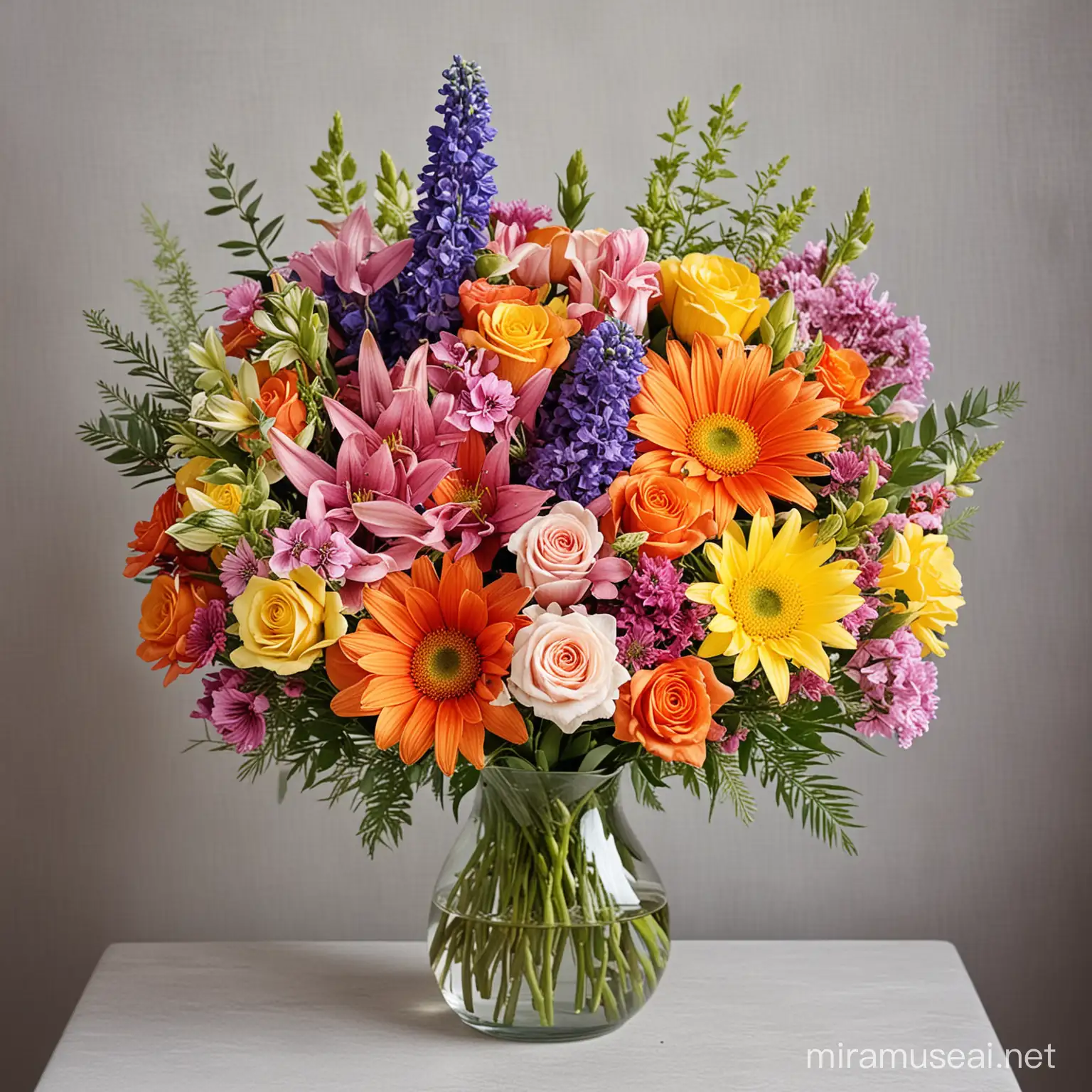 Vibrant Floral Arrangement Colorful Bouquet in a Decorative Vase