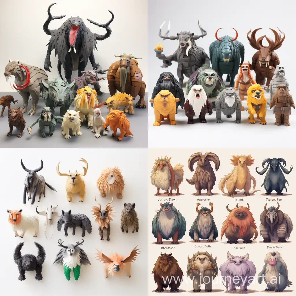 Animal figures separately:
Aragog is a giant acromantula spider, 
Fang, Hagrid's wolfhound,
Beakwing is a hippogriff, 
Norberta the Norwegian humpback dragon,
Fluffy the three-headed dog,
Arnold is a dwarf furball,
Bark is a rat,
Boxer is a cat,
Bookle is a polar owl.
Zhivoglot - half cat 
Nagaina is a snake. 
Trevor is a toad. 
On a white background, bright colors, cartoon style, illustration

