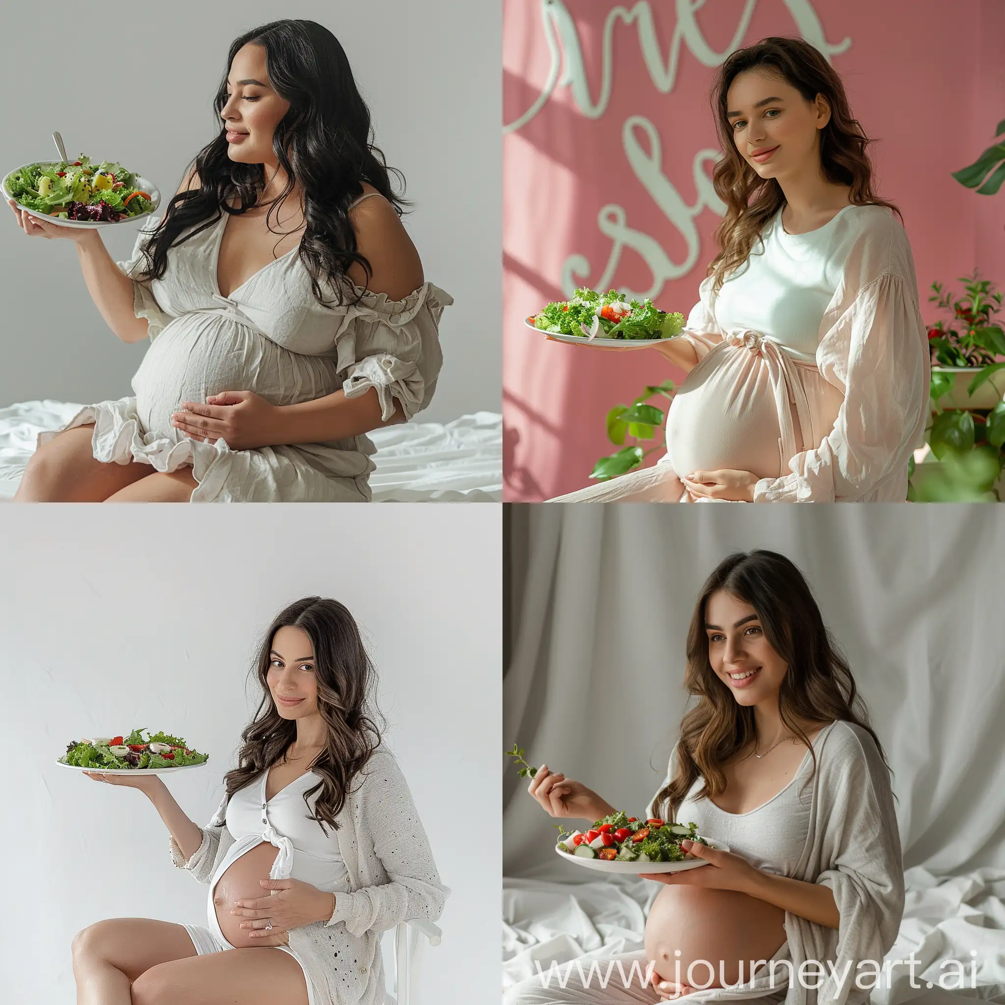 Pregnant-Woman-Enjoying-Healthy-Salad-Meal