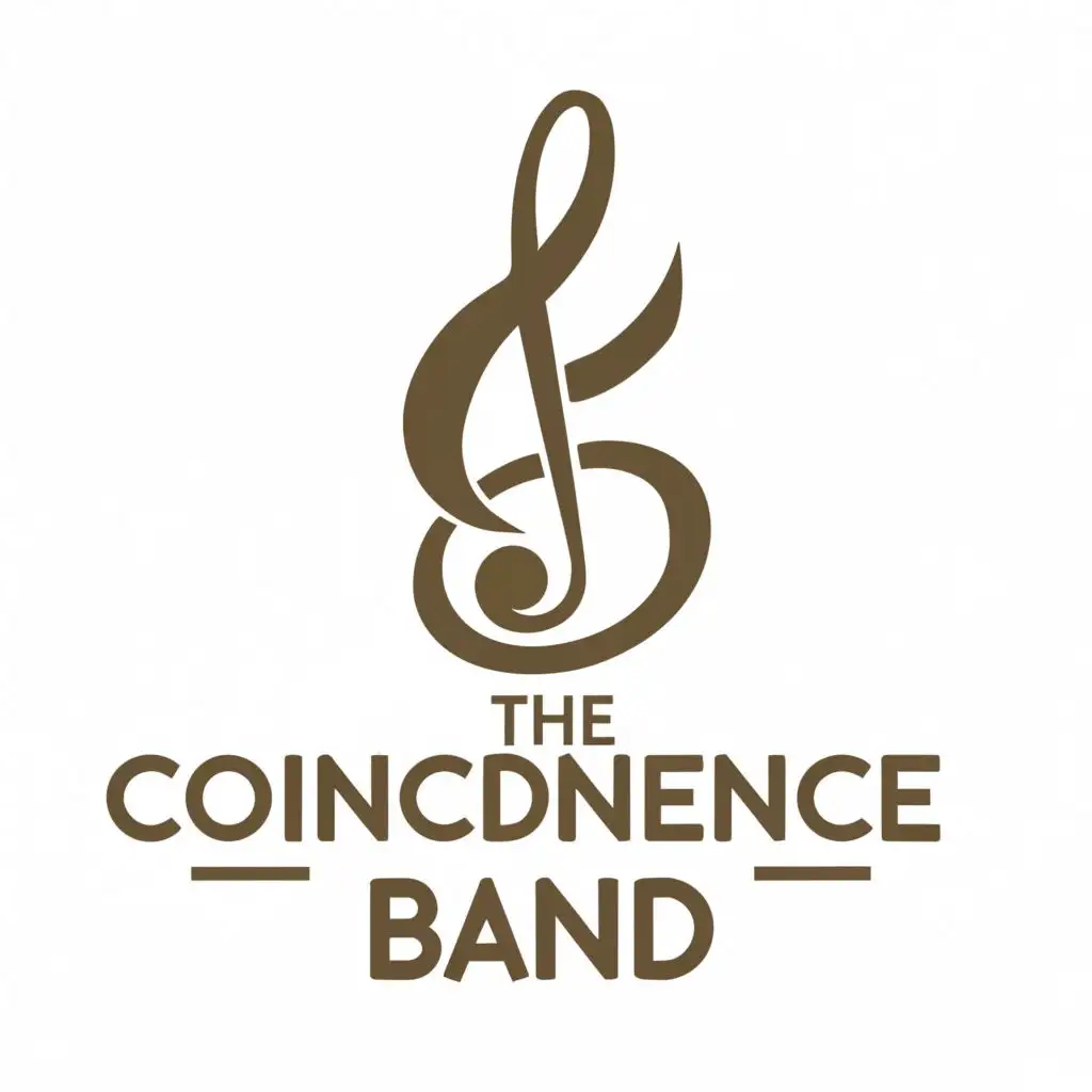 logo, Musical clef, with the text "THE COINCIDENCE BAND", typography