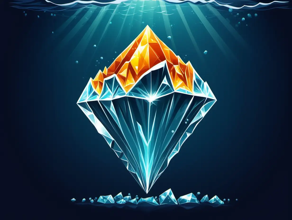 simple, yellow and orange iceberg diamond, vector, simple, underwater