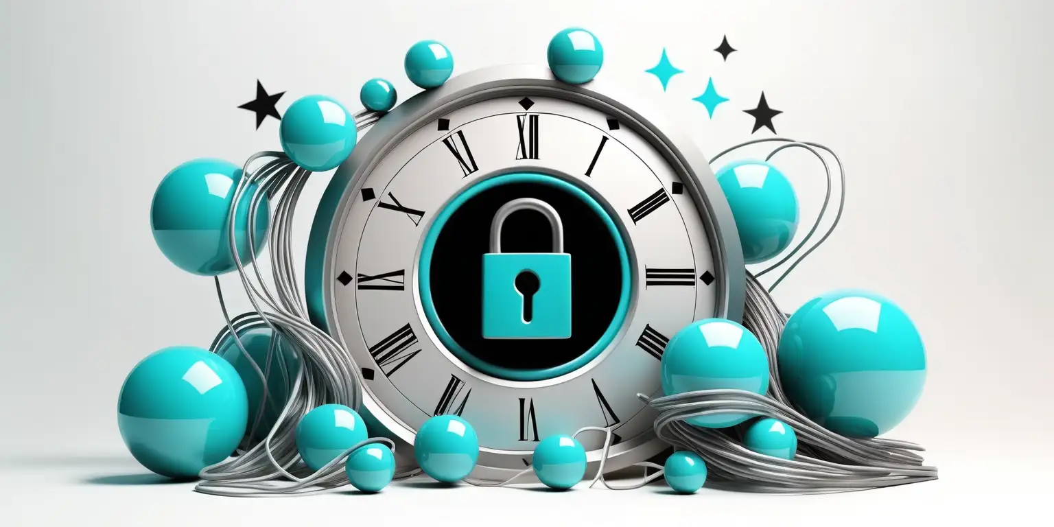 cyber security on new years eve according to standards with a white background and some turquoise colors