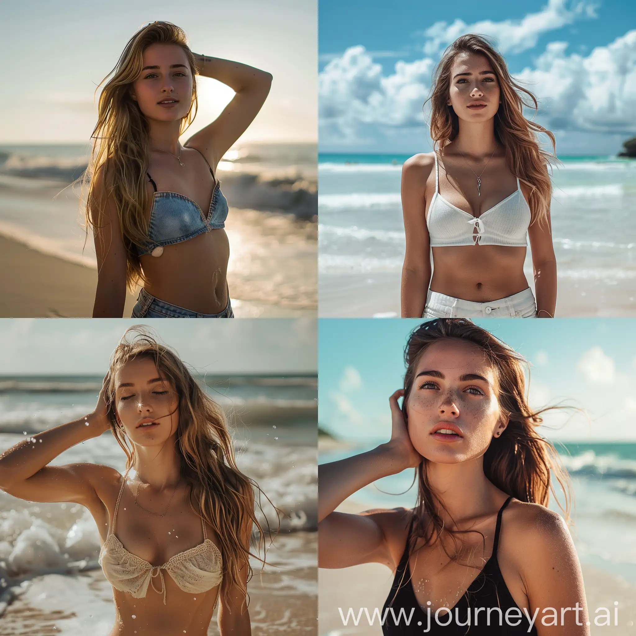 Female model at the beach