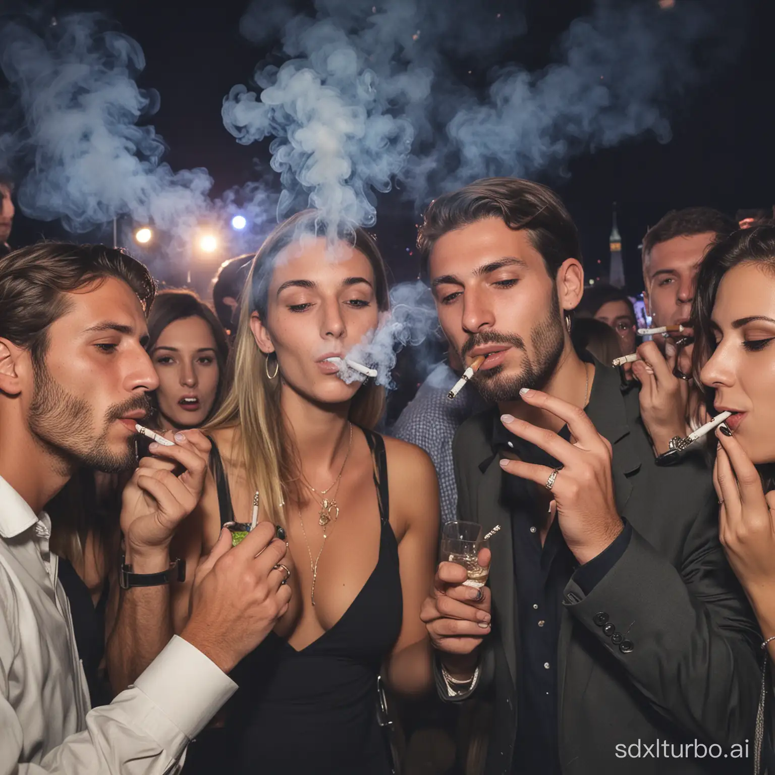 european party people smoking joints