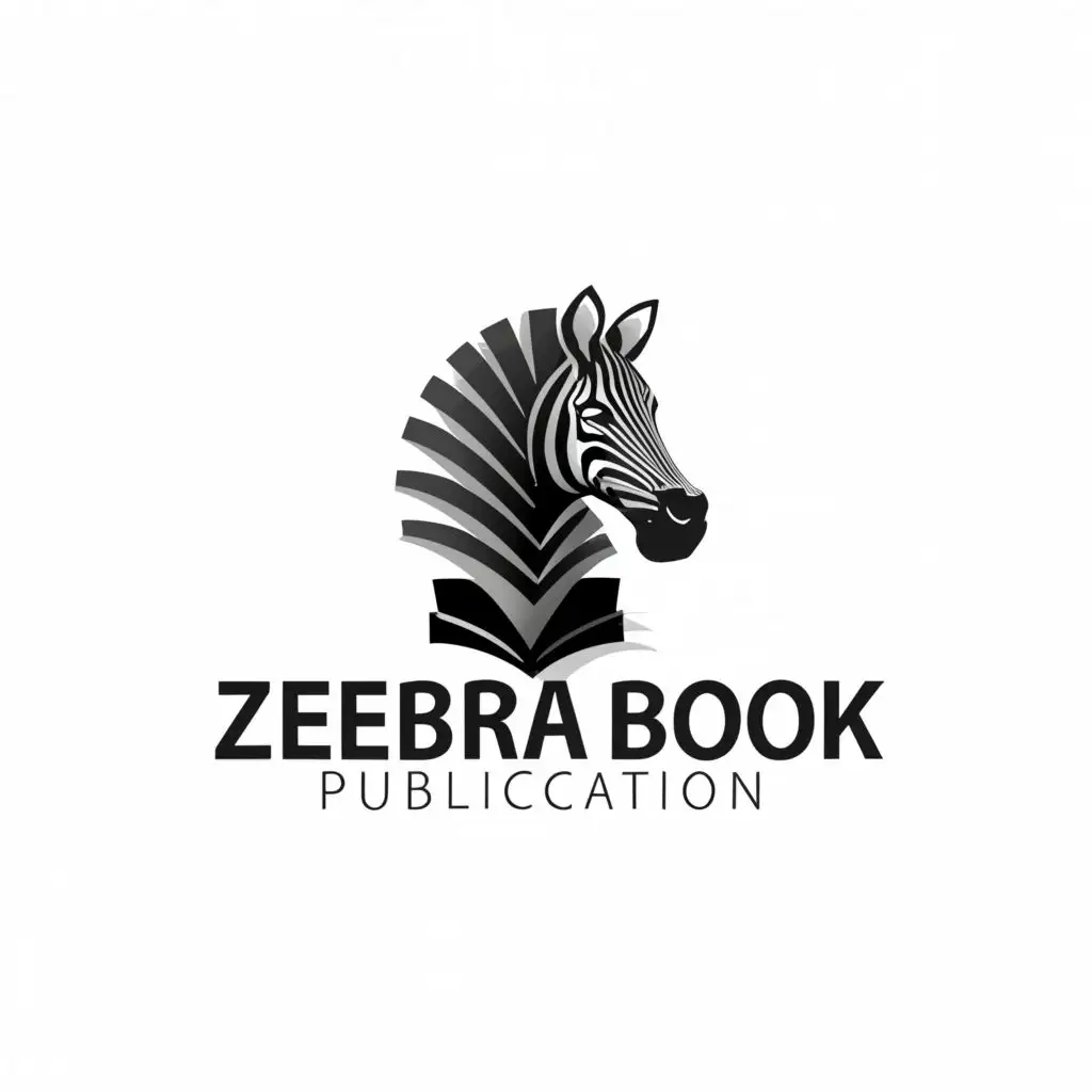 a logo design,with the text "Zeebra Book Publication", main symbol:Zebra and something related to publishing like book or pen,Moderate and minimal, to be used in book publishing industry,clear background