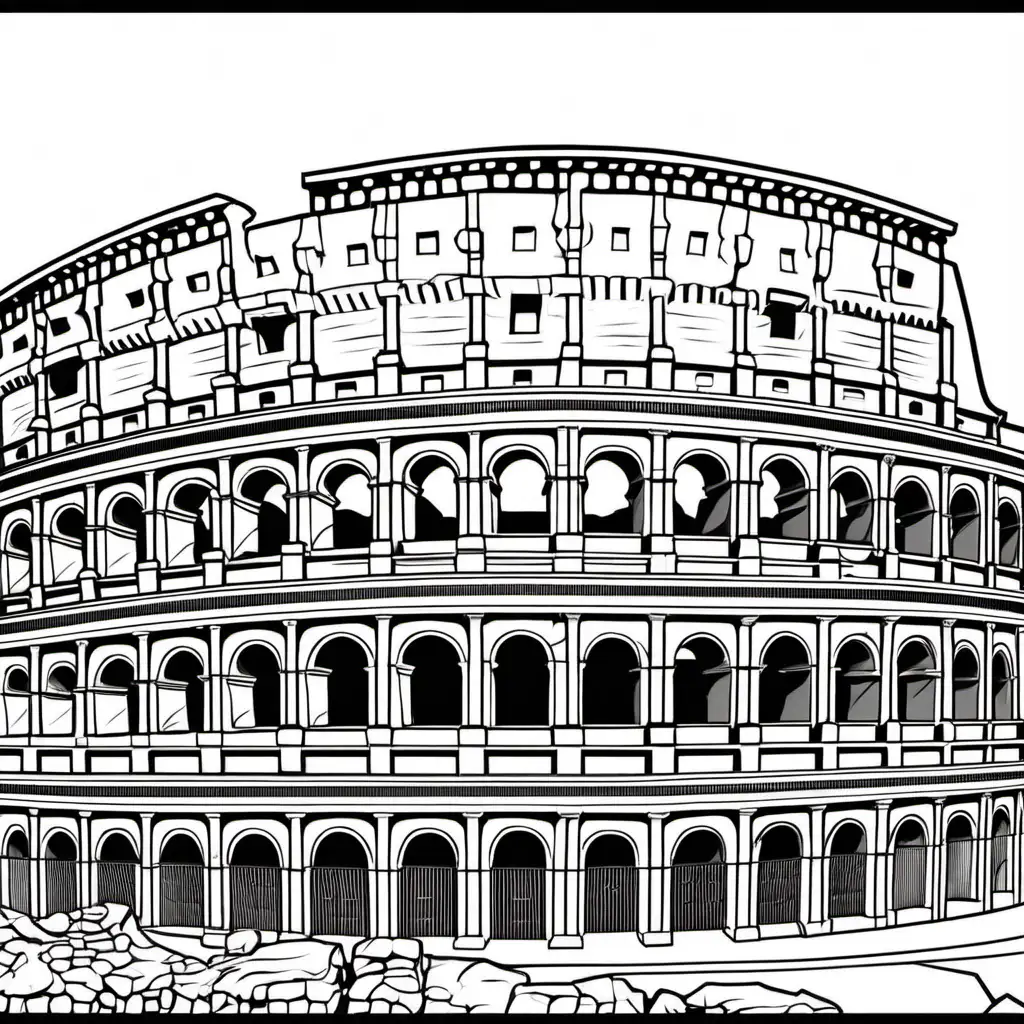 Ancient Roman Colosseum Coloring Page for Kids