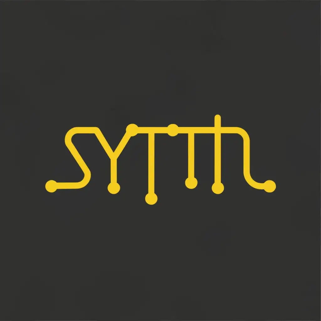 a logo design,with the text "Synth", main symbol:minimalistic symbol on yellow background, easy to read,,Moderate,be used in Entertainment industry,clear background