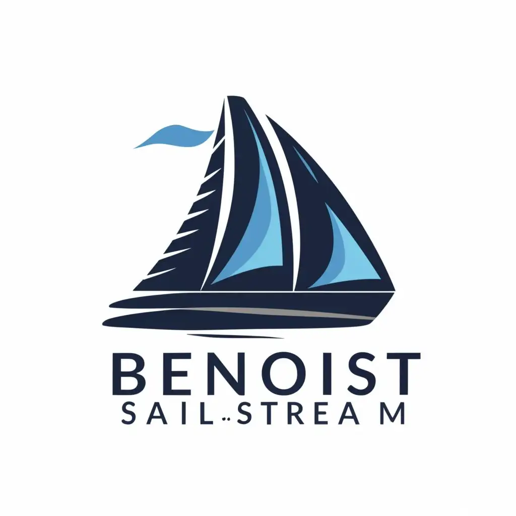 a logo design,with the text "BLG  
BENOIST
Sailstream", main symbol:The logo base: sailing Multi-hull Yacht, wind rose. Colors: red, navy blue. The text white 'B'. The logotype is branded according to the style of long-distance sailing.,complex,be used in Nonprofit industry,clear background