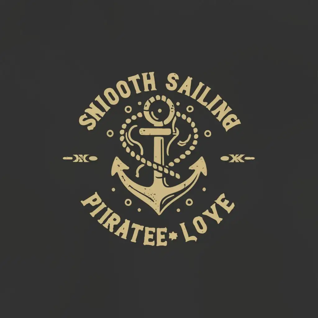 logo, anchor, circle, arrow, with the text "Smooth Sailing
           +
   Pirate_Love", typography, be used in Retail industry