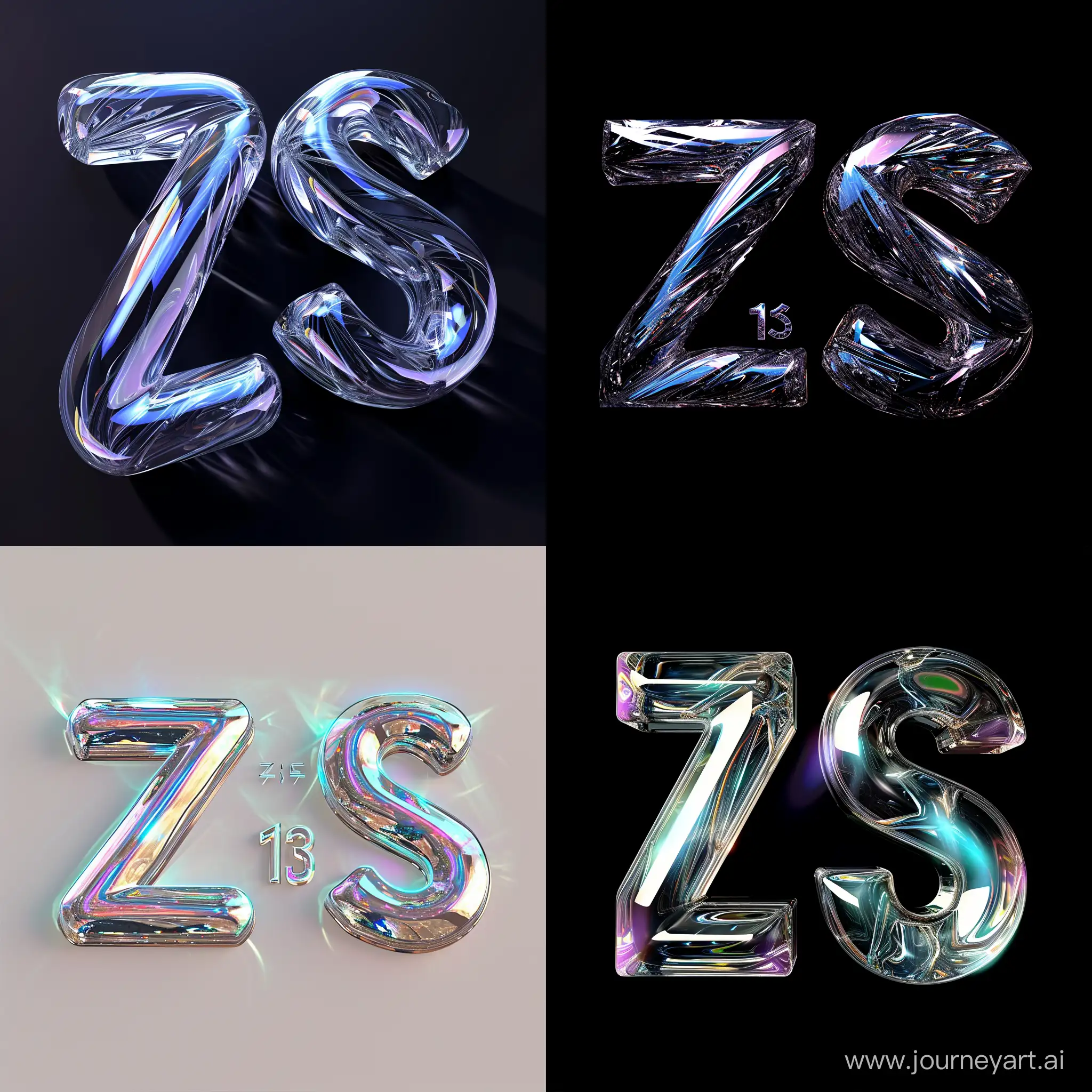 Logo in the form of glass shimmering letters "ZS" and the number "13".
