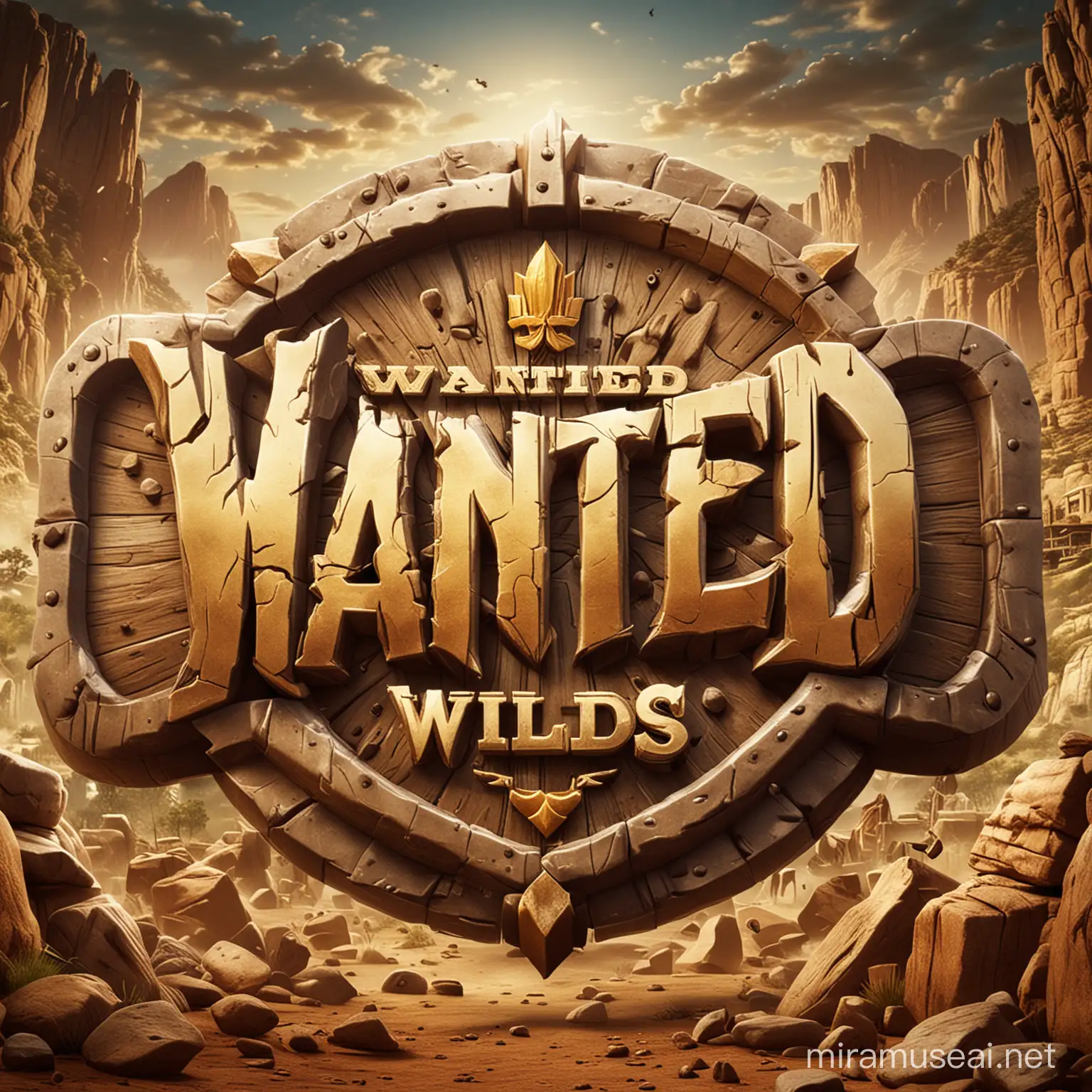 "Design a dynamic 3D logo for "Wanted Wilds"
 that reflects the thrill of gaming and the allure of a premium casino experience."

