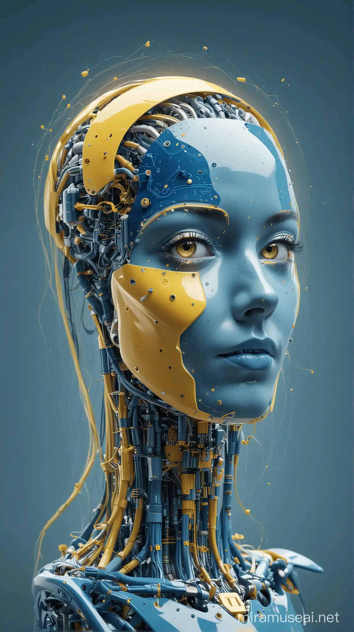 AI image for higher education using blue and yellow colors
