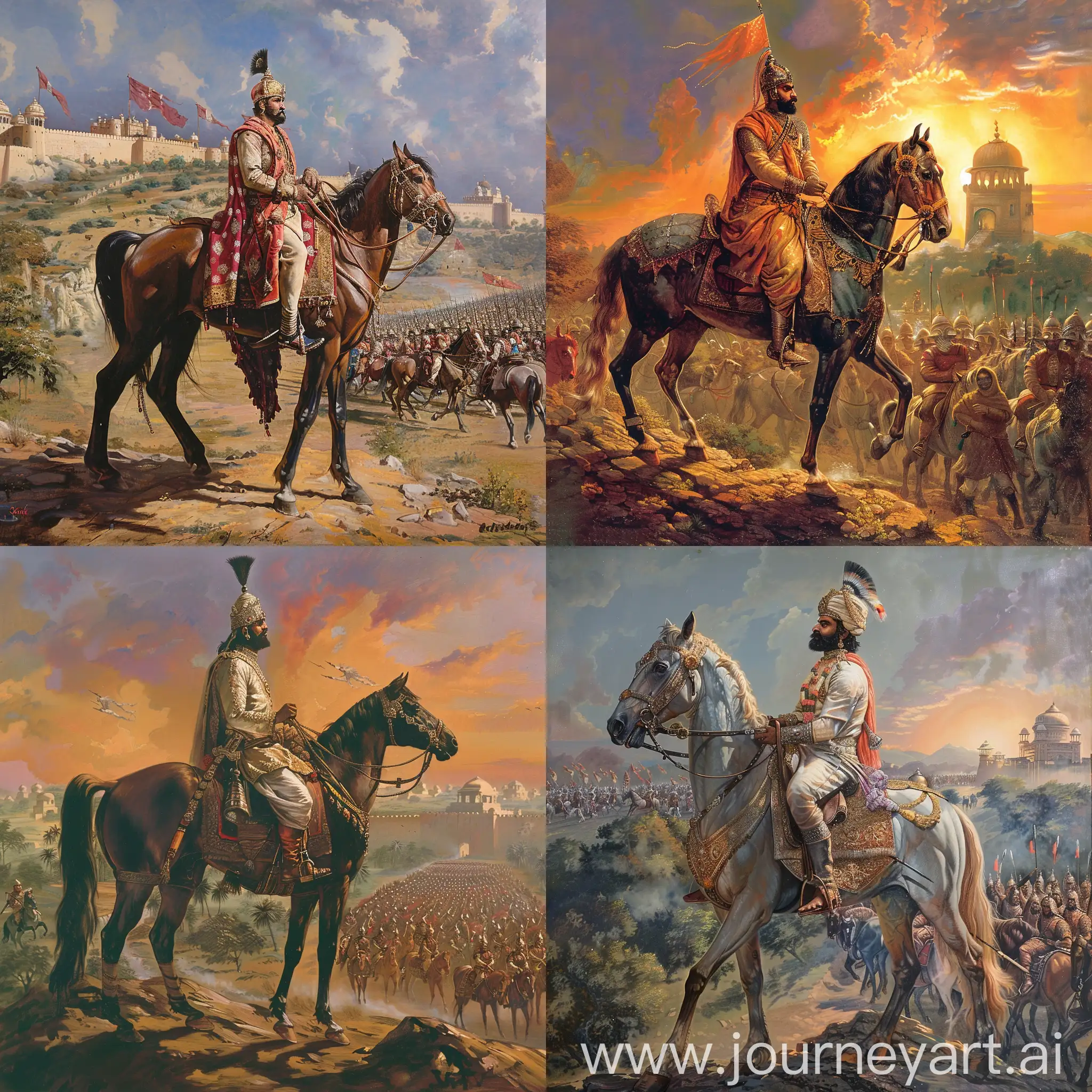 Maharana pratap on his horse sunning towards mughal army
