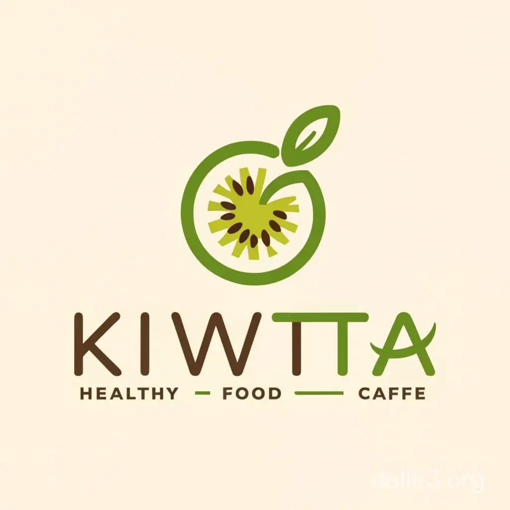 Создай логотип KIWITA, Это кафе здорового питания, стиль элегантный и минималистичный, но не слишком, надо чтобы на логотипе было киви и буква w разделяла слово kiwita на две части: kiwi и vita, чтобы было читаемо и ясно, основная аудитория люди, ведущие ЗОЖ, семьи и бизнесмены