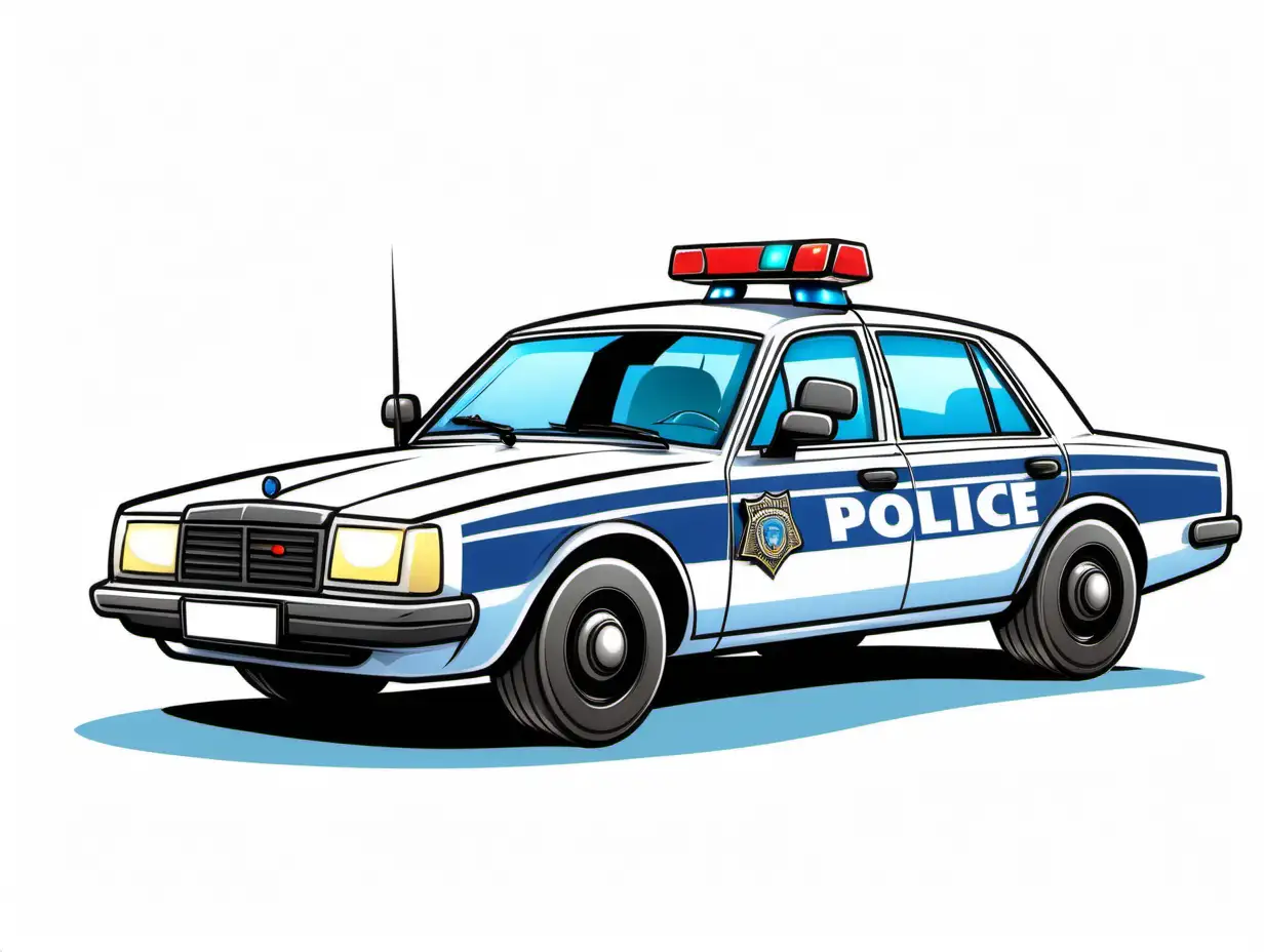 Police car from Germany, Comic Style, full body, white background