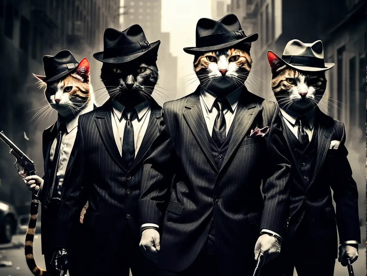Playful Cats Encounter Mobsters in an Urban Jungle