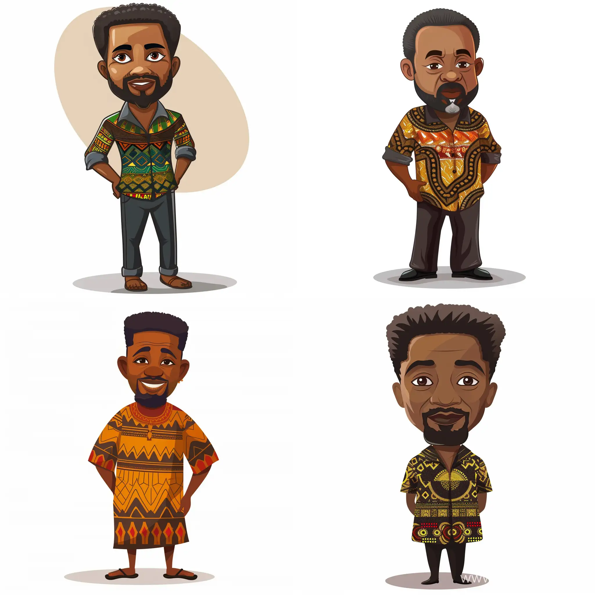 African-Father-Cartoon-Character-Spending-Quality-Time-with-His-Children