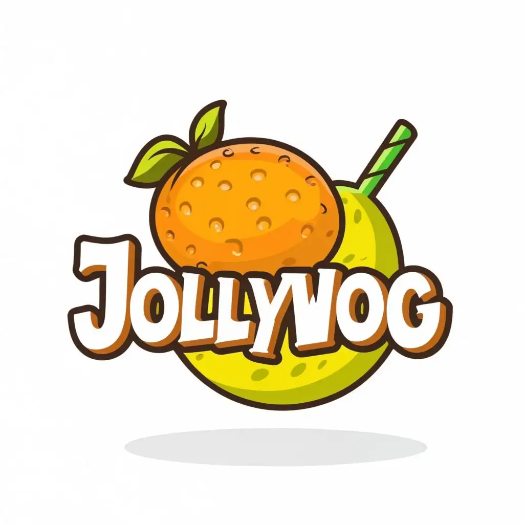 logo, Mango Juice, with the text "Jollywog", typography, be used in Entertainment industry