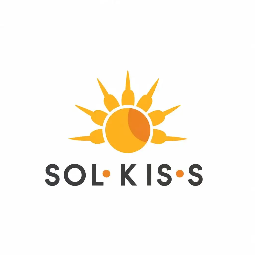 a logo design,with the text "SolKiss", main symbol:a sun,Moderate,clear background