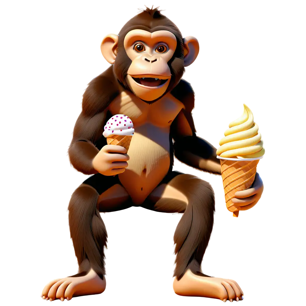 Vibrant-PNG-Image-Monkey-Indulging-in-Ice-Cream-at-a-Basketball-Game