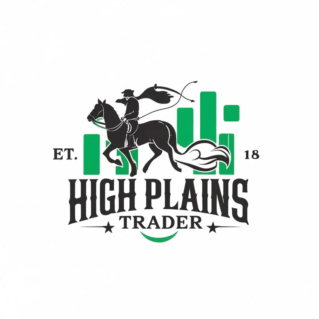 LOGO-Design-For-High-Plains-Trader-Japanese-Green-Candlestick-Chart-and-Cowboy-Theme