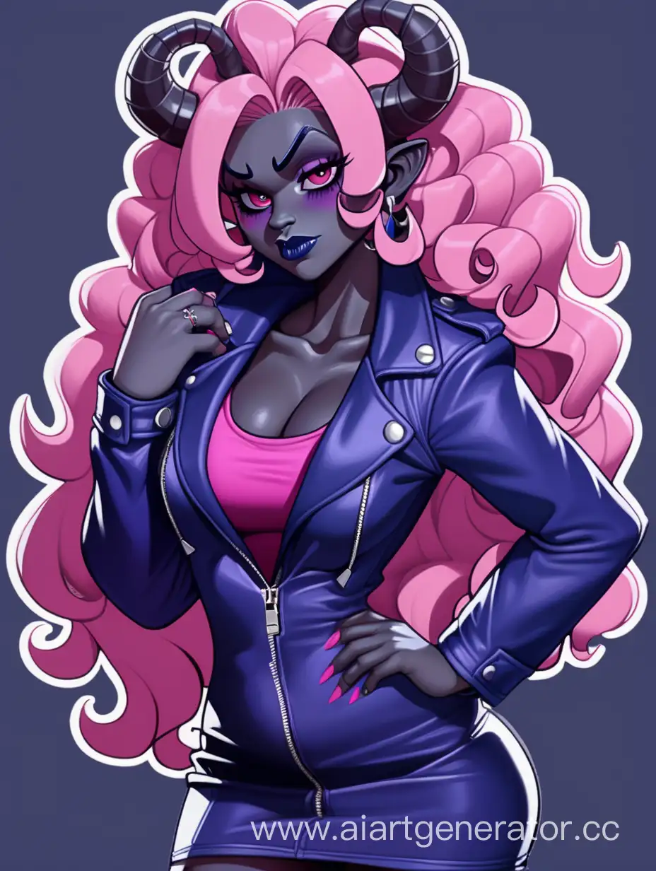 Sultry-Demon-in-Gorillaz-Art-Style-Dark-Blue-Skinned-Femme-with-Pink-Curls
