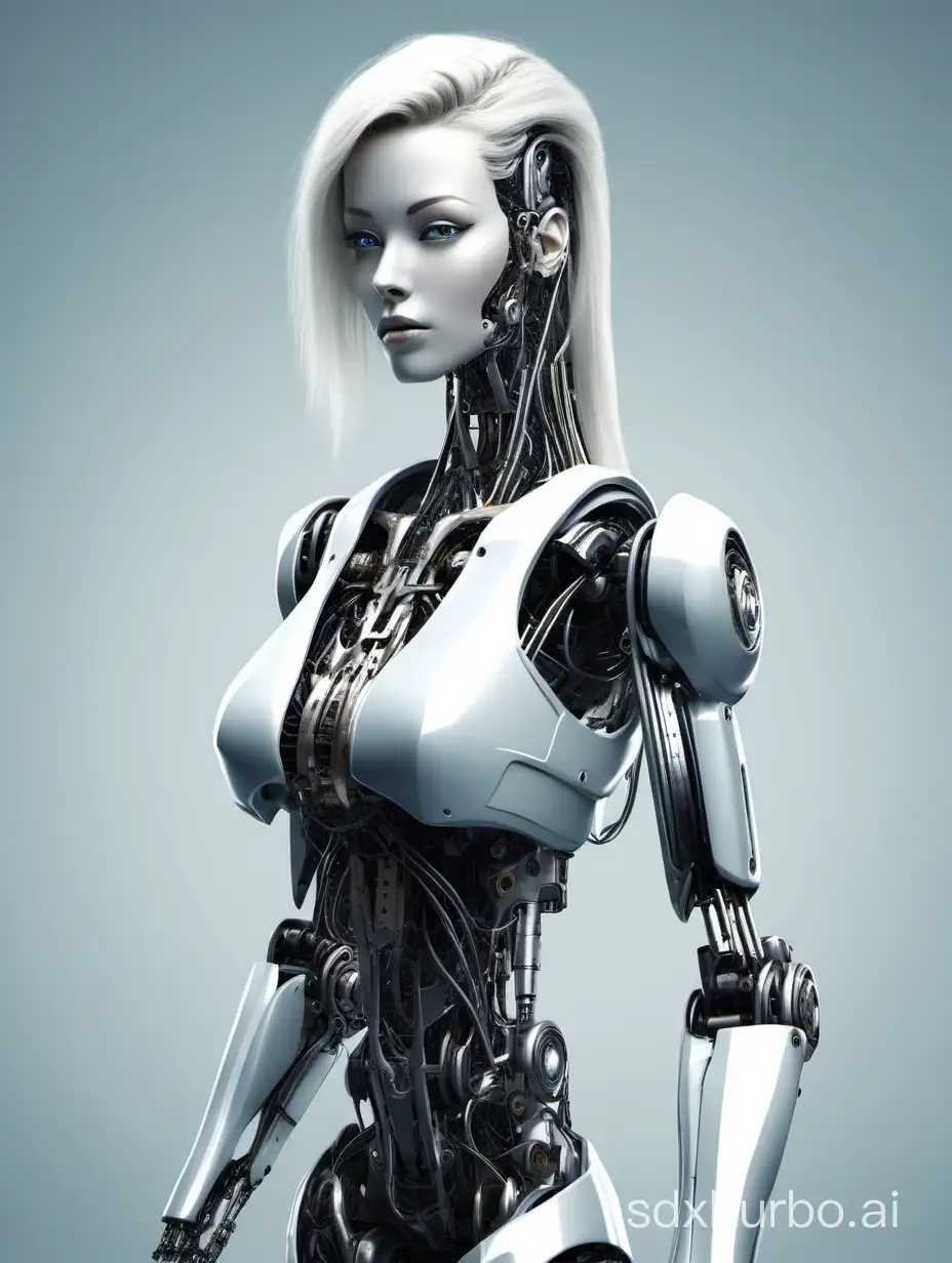 HalfBodied-Female-Robot-Standing-Alone
