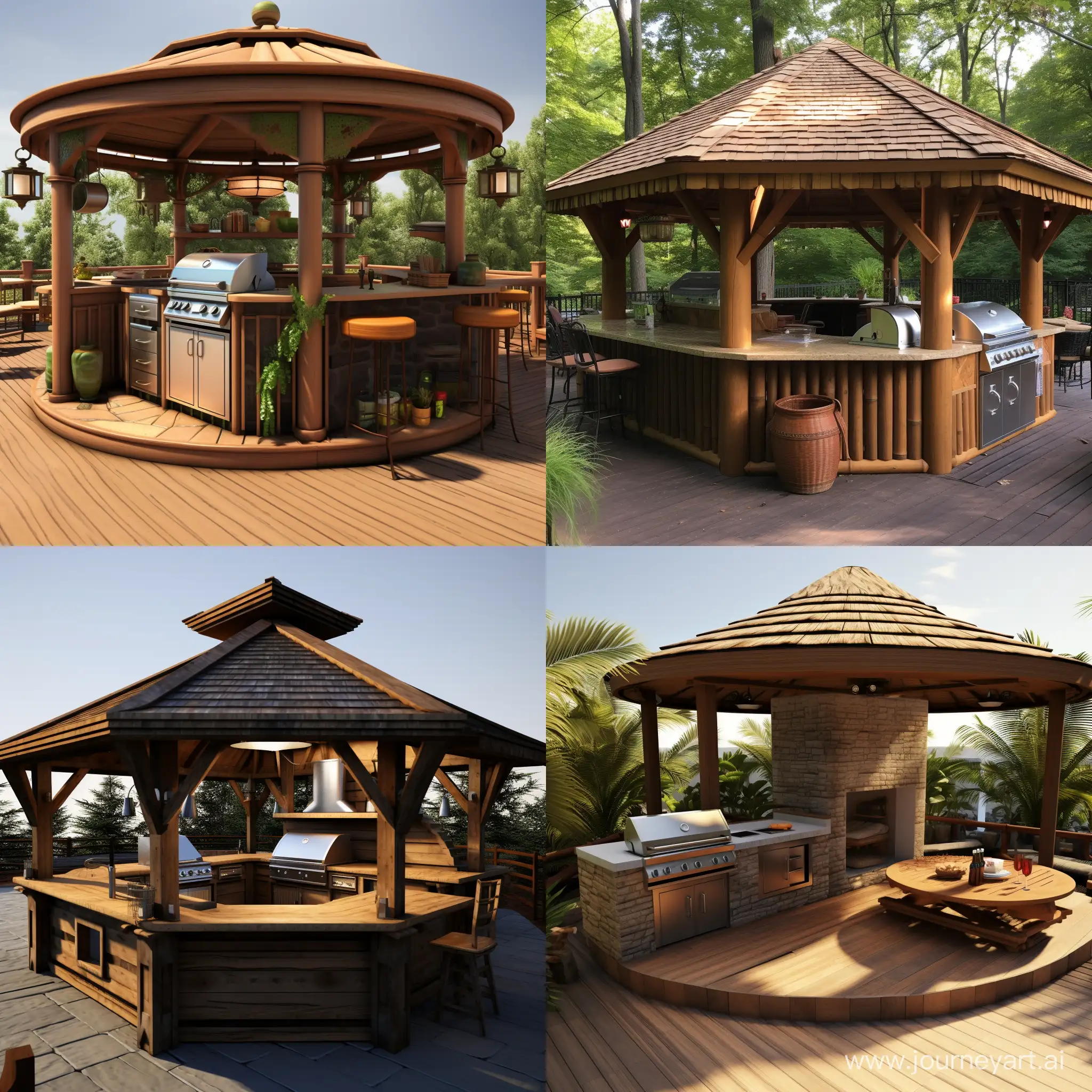 Outdoor Gazebo kitchen with only Grill and sink of size 12x12. Please be creative