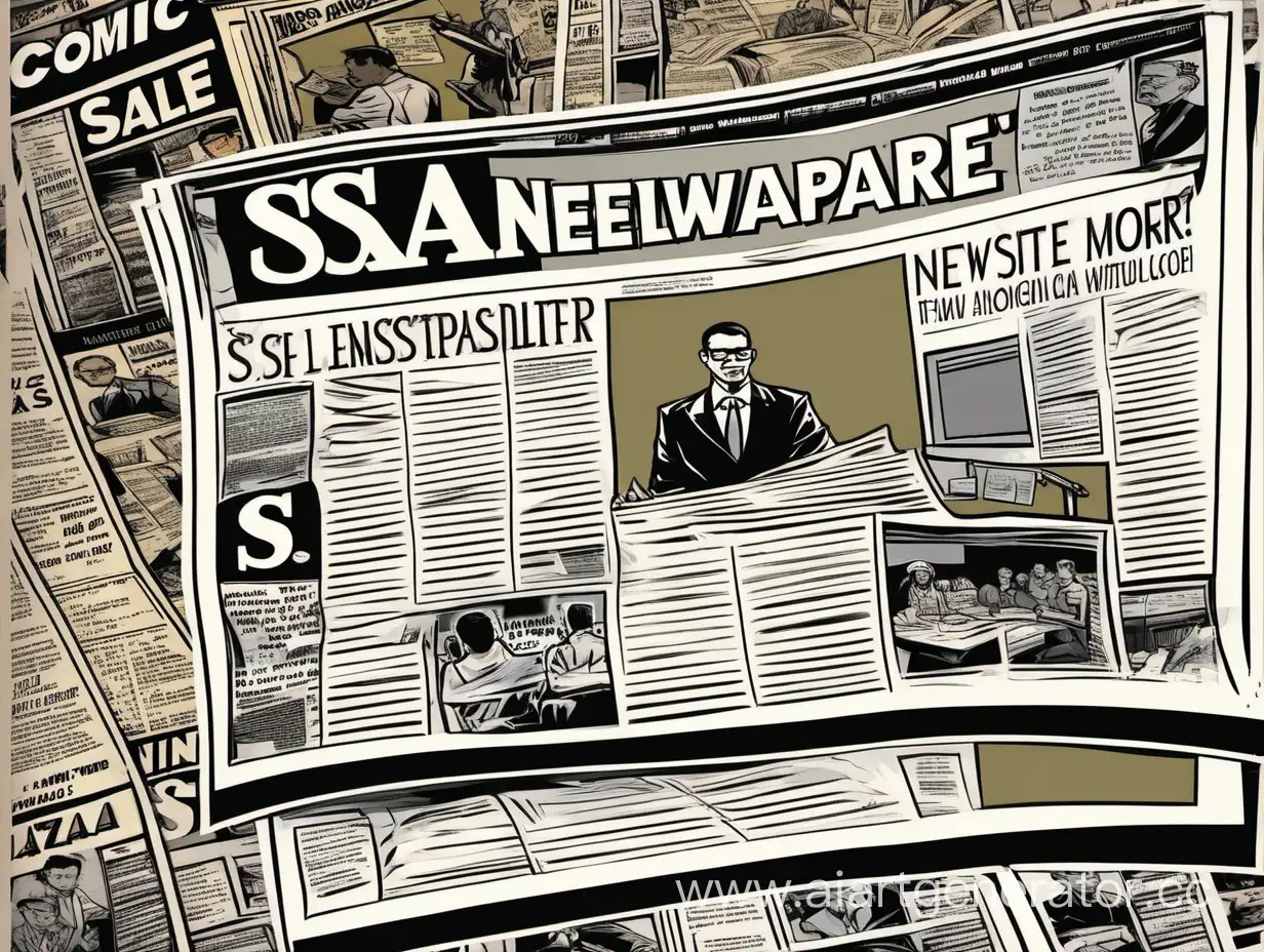 a comic-style picture of s a newspaper