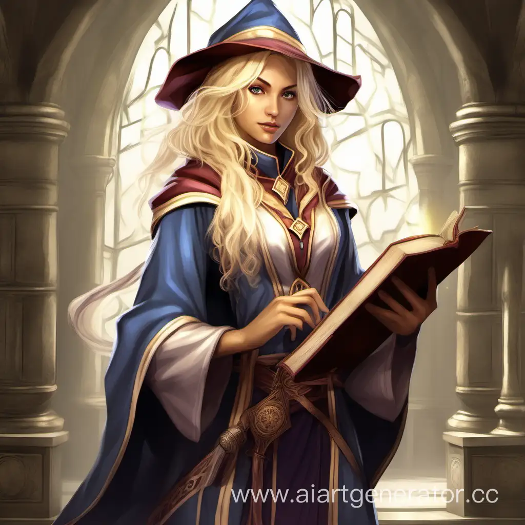 Young-Blonde-Scholar-Female-Mage-Casting-Magic-Spells
