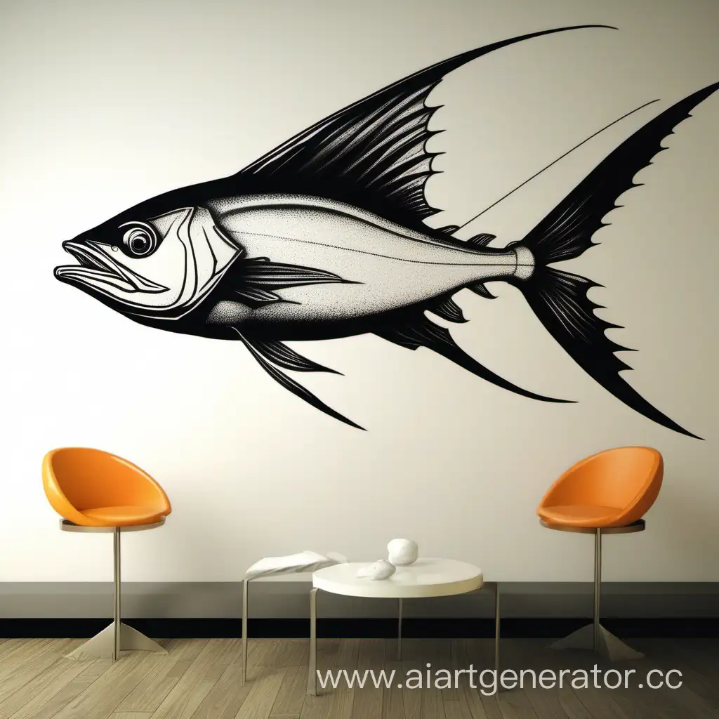Sword fish, drawing on the wall