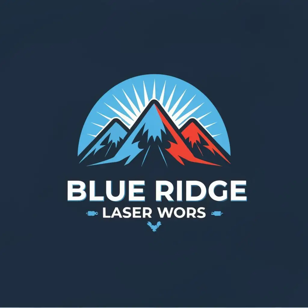 logo, small mountains, laser, with the text "Blue Ridge Laser Works", typography, be used in Technology industry