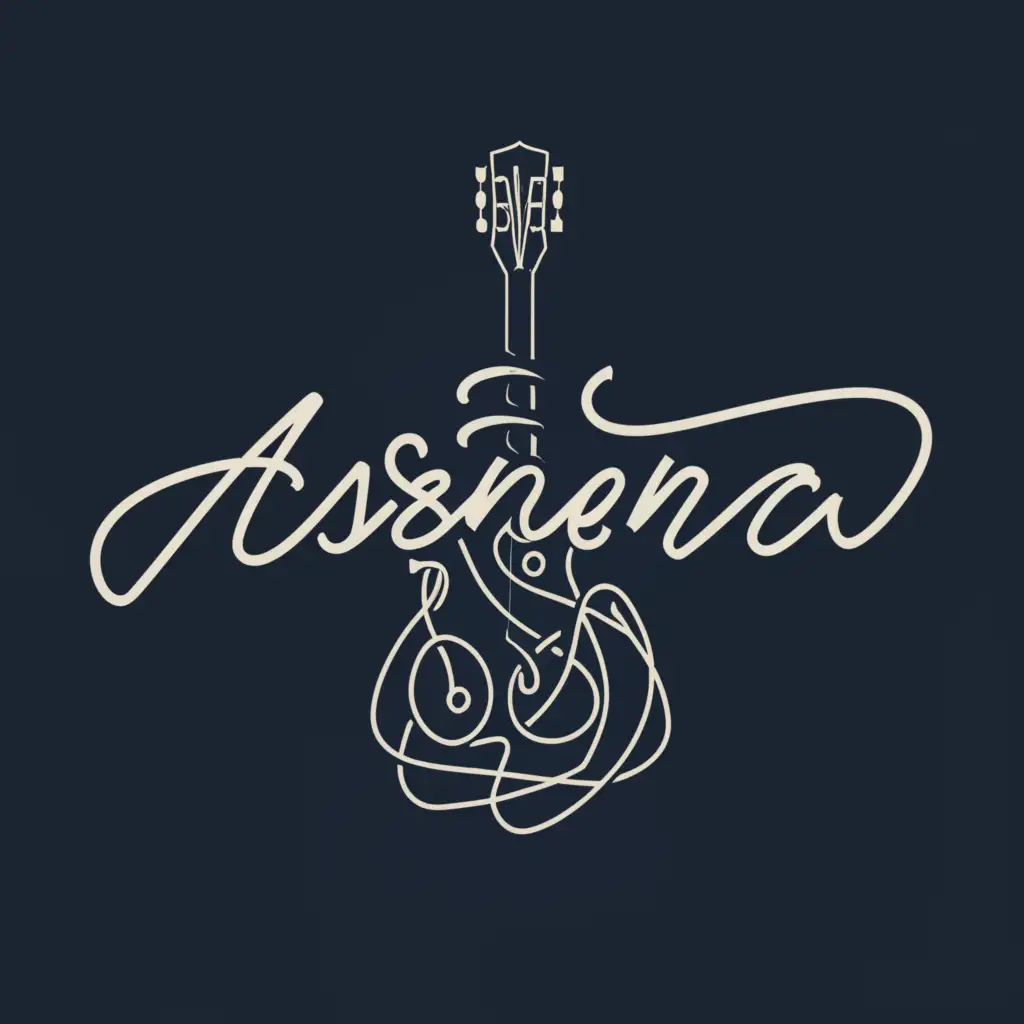 a logo design,with the text "Aseneva", main symbol:Guitar,complex,clear background