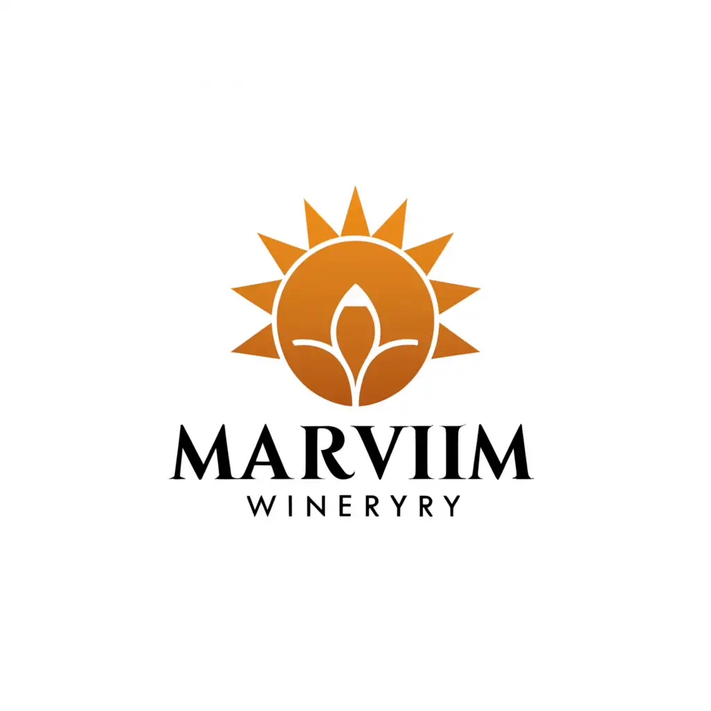 LOGO-Design-for-Marvim-Winery-Sun-Grapes-and-Wineglass-in-Elegant-Style