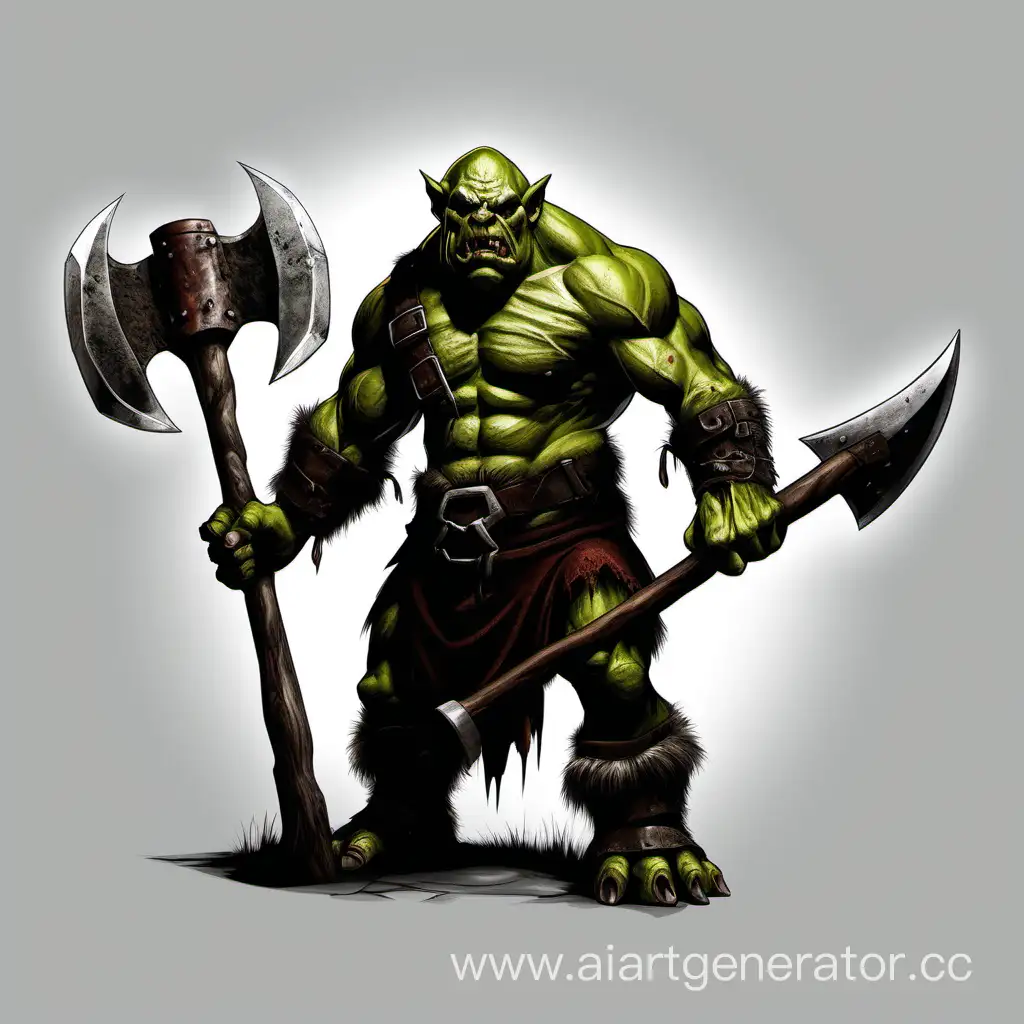 orc with an axe no background