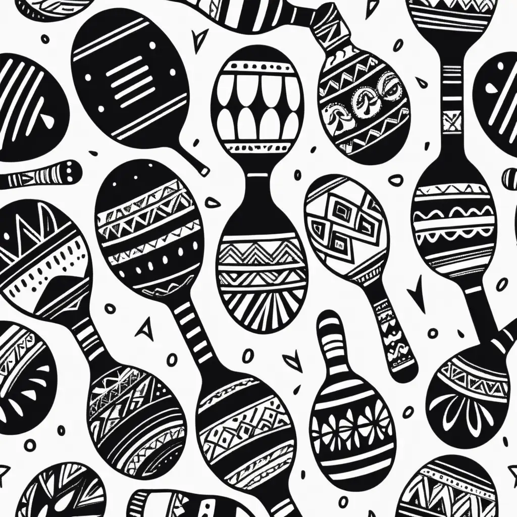 Monochrome Doodle of Maracas Musical Instruments Sketch in Black and White