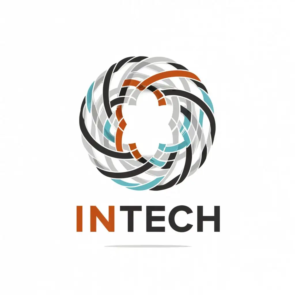 a logo design,with the text "InTech", main symbol:Spherical shape with networking within engineering disciplines,complex,be used in Technology industry,clear background