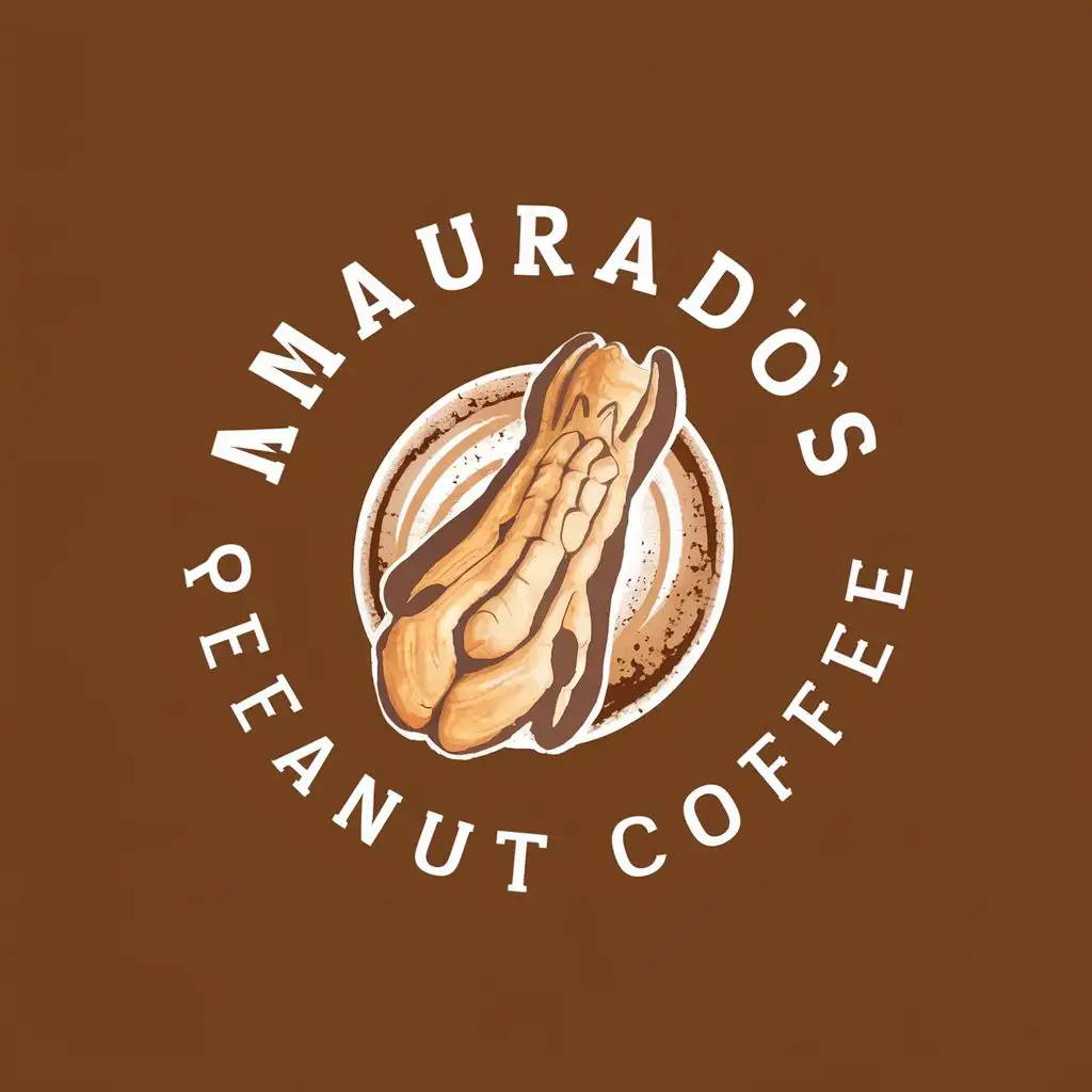 logo, peanut coffee, with the text "Maurado's Peanut Coffee", typography