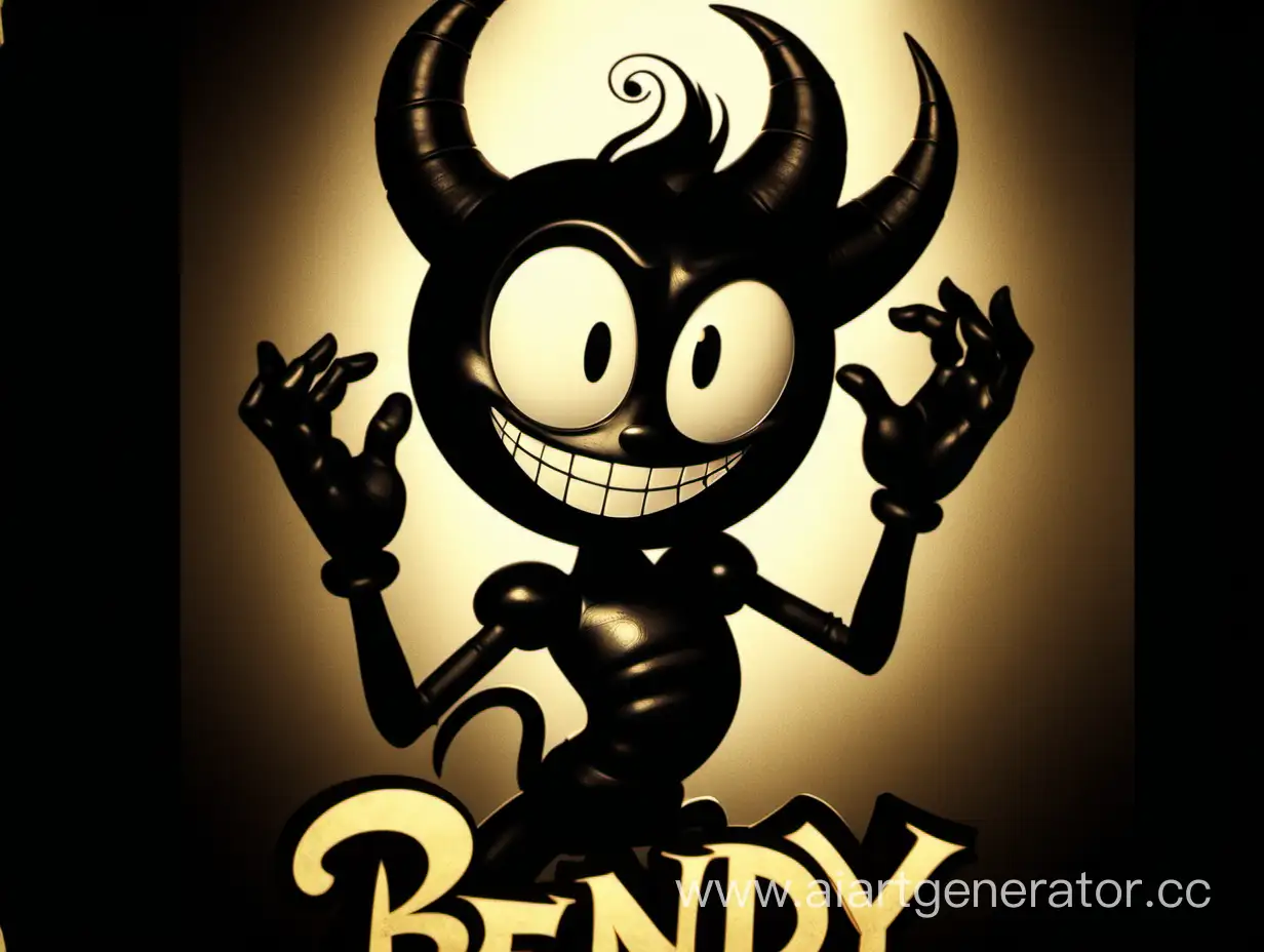 bendy the dancing demon into disney movie poster style