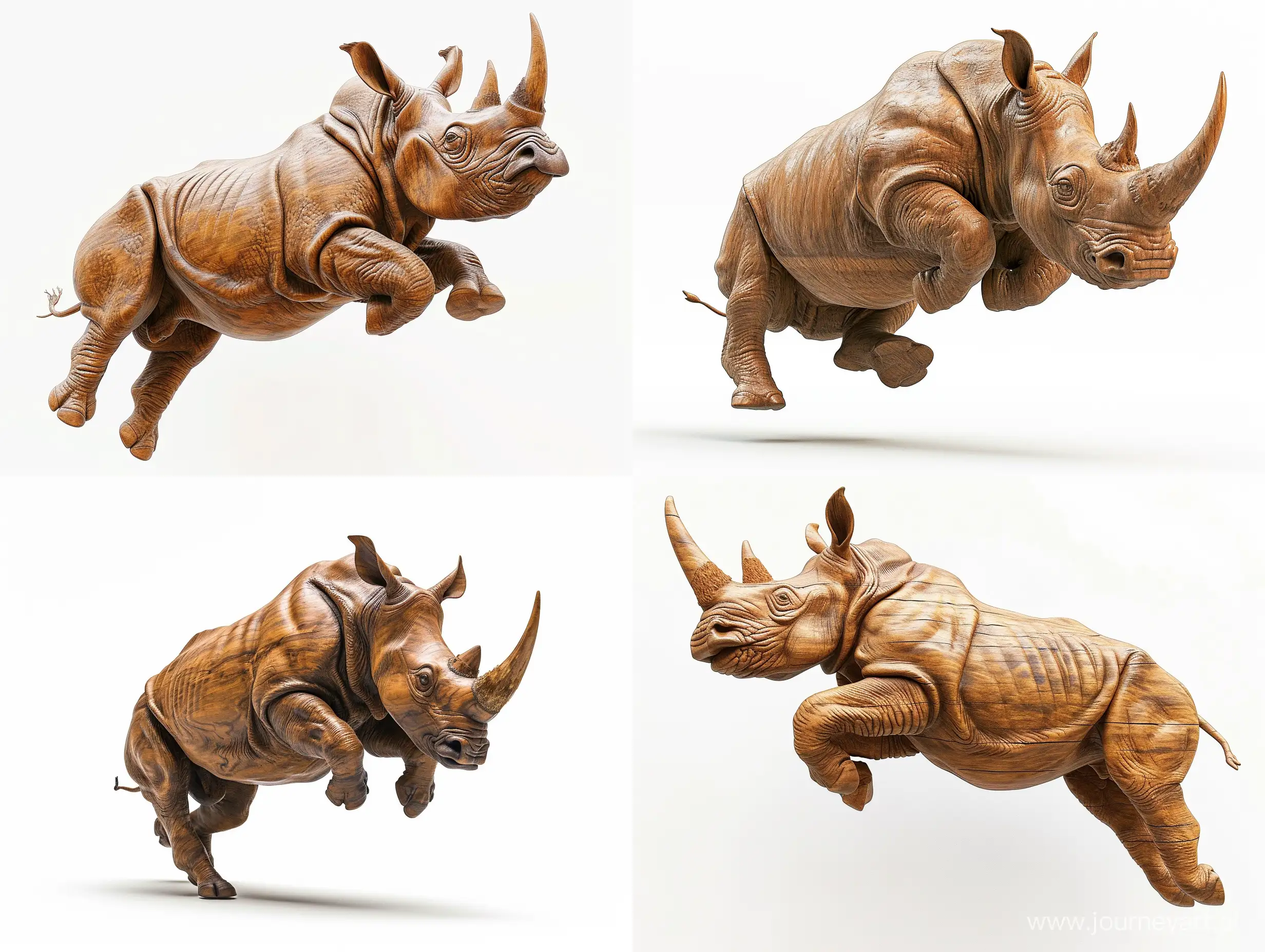 Dynamic-FullFace-and-Profile-Wooden-Rhinoceros-Sculpture