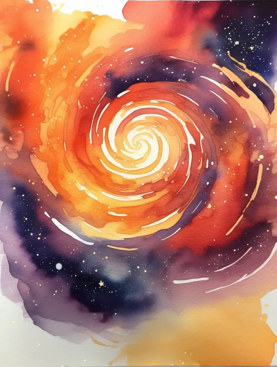 Vibrant Swirling Galaxy Watercolor Art